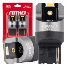   AMiO LED CANBUS PRO sorozat WY21W 2x1860 SMD borostyánsárga 12V 24V (03600)