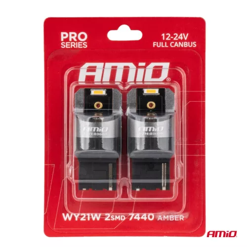 AMiO LED CANBUS PRO sorozat WY21W 2x1860 SMD borostyánsárga 12V 24V (03600)