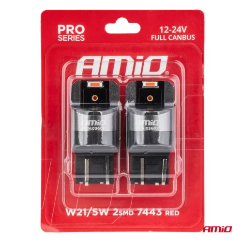 AMiO LED CANBUS PRO sorozat W21/5W 2x1860 SMD piros 12V 24V (03602)