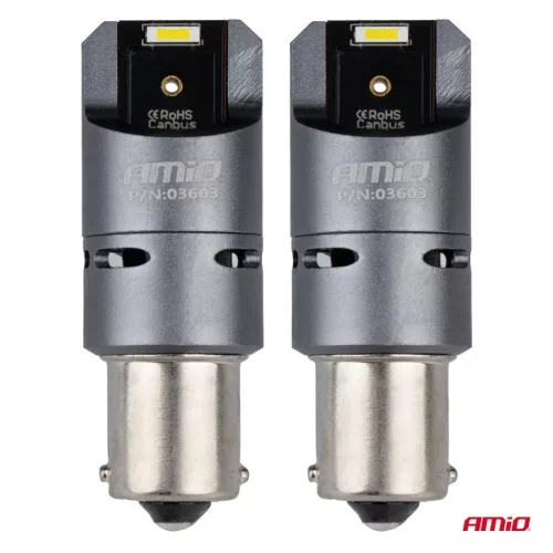 AMiO LED CANBUS PRO sorozat BA15S P21W 2x1860SMD fehér 12/24V FULL CANBUS – ventilátor (03603)