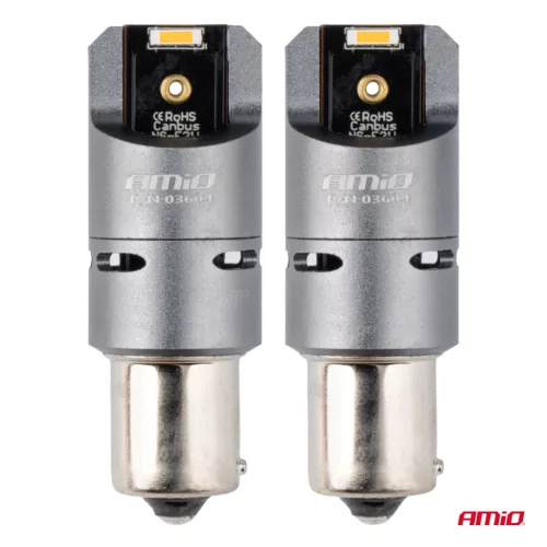 AMiO LED CANBUS PRO sorozat PY21W 2x1860 SMD borostyánsárga 12V 24V (03604)