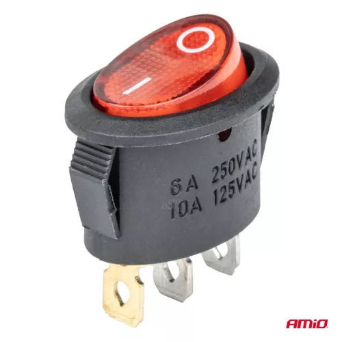 AMiO elliptikus kapcsoló 12V/230V (– piros fény) BU02 (03612)