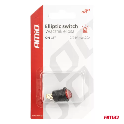 AMiO elliptikus kapcsoló 12V/230V (– piros fény) BU02 (03612)