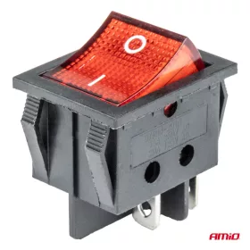   AMiO téglalap alakú kapcsoló 12V/230V (– piros fény) BU02 (03613)