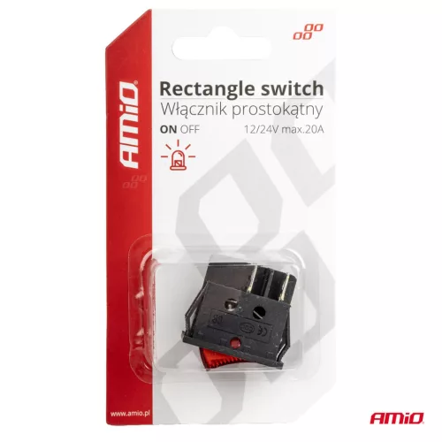 AMiO téglalap alakú kapcsoló 12V/230V (– piros fény) BU02 (03613)