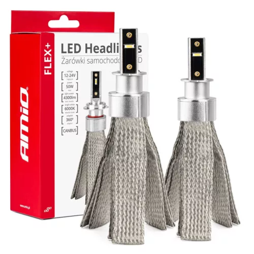 AMiO LED fényszóróizzók FLEX+ sorozat H3 CANBUS 6000K 12-24V (03656)