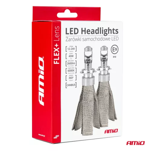 AMiO LED autóizzók FLEX+ sorozat H4 lencsés 12V 24V 6000K CANBUS (03658)