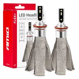   AMiO LED fényszóróizzók FLEX+ sorozat H8 H9 H11 H16 CANBUS 6000K 12-24V (03663/01086)