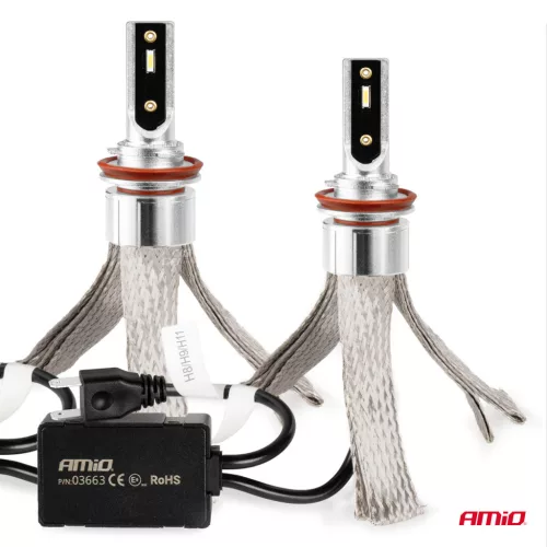 AMiO LED fényszóróizzók FLEX+ sorozat H8 H9 H11 H16 CANBUS 6000K 12-24V (03663/01086)