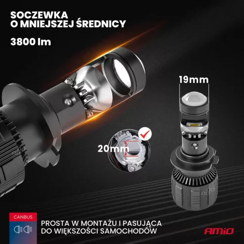 AMiO LED fényszóróizzók H7 PL lencsés sorozat (03668)