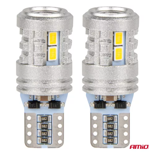 AMiO LED izzók STANDARD T10 W5W 6x3020 + 1x3030 SMD fehér 12V/24V (03718)