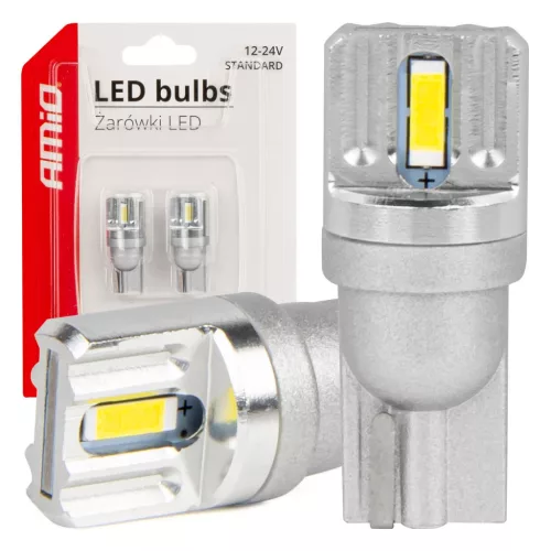 AMiO LED izzók STANDARD T10 W5W 2x1860 SMD fehér 12V/24V (03719)