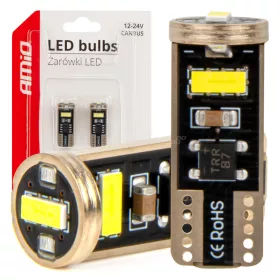   AMiO LED izzók CANBUS T10e W5W 3x2055 SMD fehér 12V/24V 12V/24V (03720)