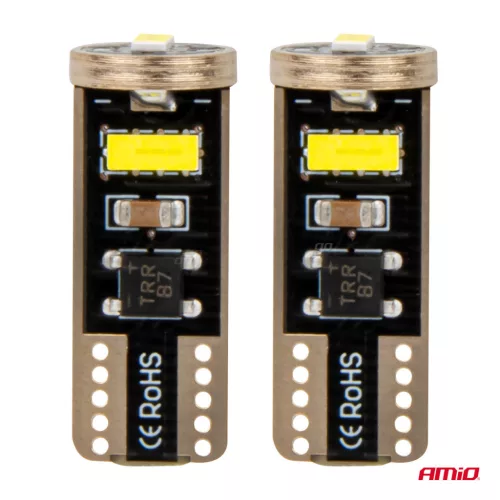 AMiO LED izzók CANBUS T10e W5W 3x2055 SMD fehér 12V/24V 12V/24V (03720)