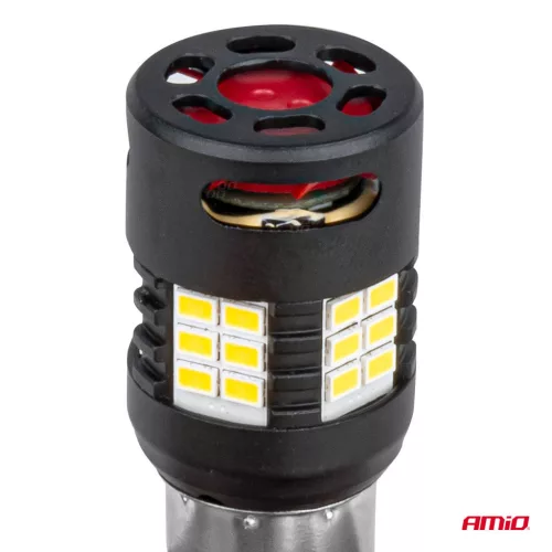 AMiO LED izzók CANBUS PRO sorozat 1156 BA15S P21W R10W R5W 24x3020 SMD ventilátor fehér 12V/24V (03721)