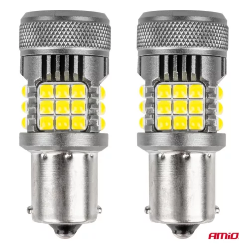AMiO LED izzók CANBUS PRO sorozat 1156 BA15S P21W R10W R5W 36x3030 SMD ventilátor fehér 12V/24V (03722)