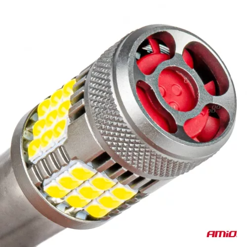 AMiO LED izzók CANBUS PRO sorozat 1156 BA15S P21W R10W R5W 36x3030 SMD ventilátor fehér 12V/24V (03722)