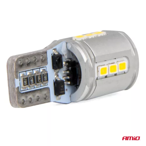 AMiO LED izzók CANBUS T10e W5W 15x2016 SMD fehér 12V/24V (03723)