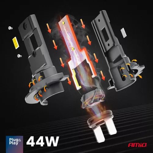 AMiO LED fényszóróizzók X4-sorozat AVIATOR H7/H18 6500K max. 44W (03764)