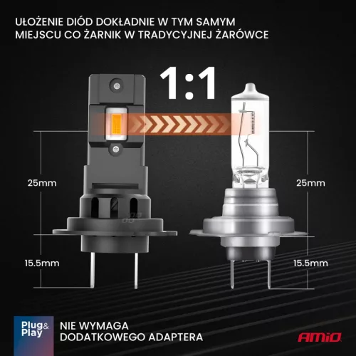 AMiO LED fényszóróizzók X4-sorozat AVIATOR H7/H18 6500K max. 44W (03764)