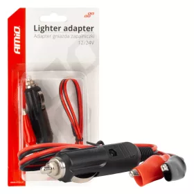   AMiO szivargyújtóaljzat-adapter krokodilcsipesszel 12V 24V 60cm (03802)