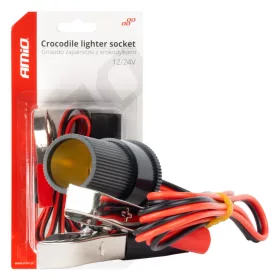   AMiO szivargyújtóaljzat-adapter krokodilcsipeszekkel, 12/24 V, 100 cm (03804)