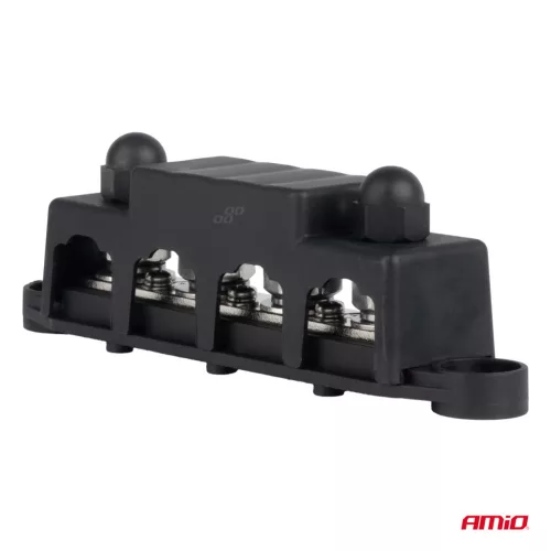 AMiO negatív elosztósín, 4×M10, 12–48 V, 250 A (03811)