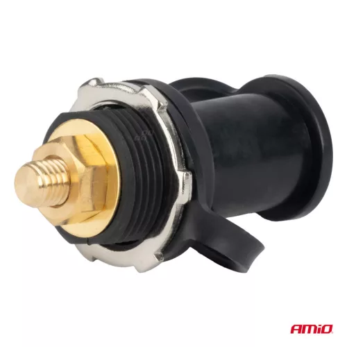 AMiO akkumulátor-tápcsatlakozó fekete negatív védősapkával 3/8 M10 12V 24V 48V 250A (03813)