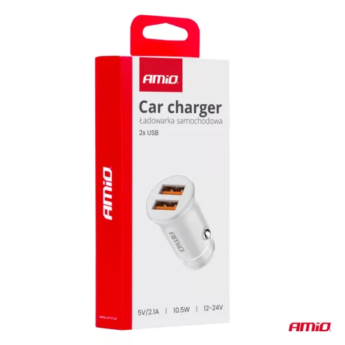 AMiO autós töltő 2x USB-A 2.1A 12/24V (03872)