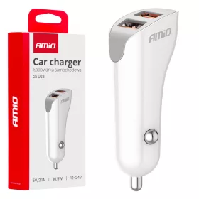 AMiO autós töltő 2x USB-A 2.1A 12/24V (03874)