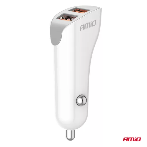 AMiO autós töltő 2x USB-A 2.1A 12/24V (03874)