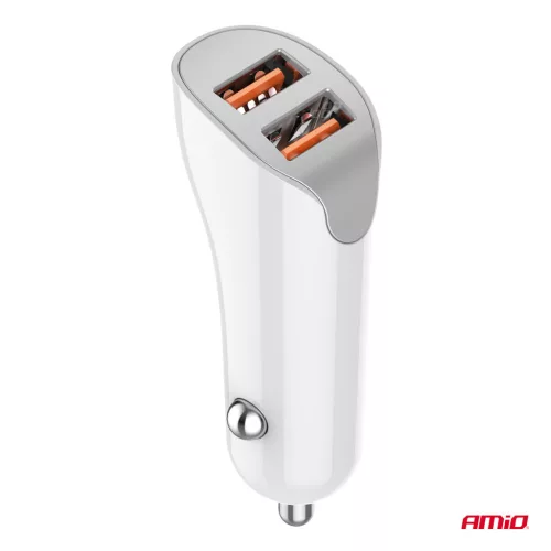 AMiO autós töltő 2x USB-A 2.1A 12/24V (03874)