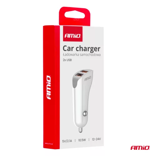 AMiO autós töltő 2x USB-A 2.1A 12/24V (03874)