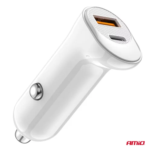 AMiO autós töltő USB-A+ USB-C 20W 12/24V (03875)