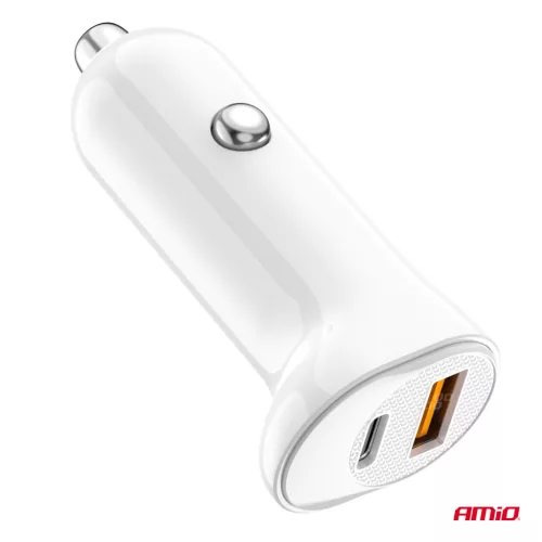 AMiO autós töltő USB-A+ USB-C 20W 12/24V (03875)