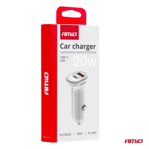 AMiO autós töltő USB-A+ USB-C 20W 12/24V (03875)