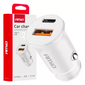 AMiO autós töltő USB-A + USB-C 20W 12/24V (03877)