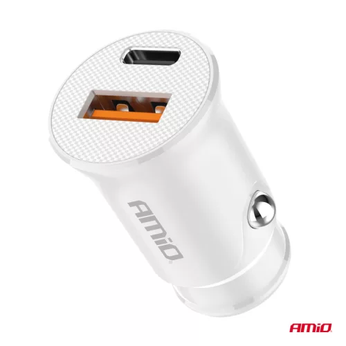 AMiO autós töltő USB-A + USB-C 20W 12/24V (03877)