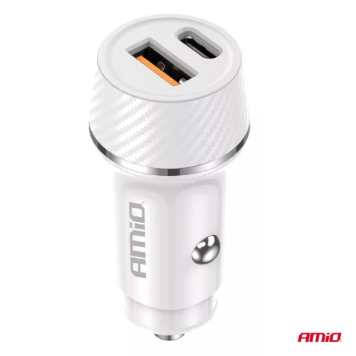 AMiO autós töltő USB-A + USB-C 20W 12/24V (03878)