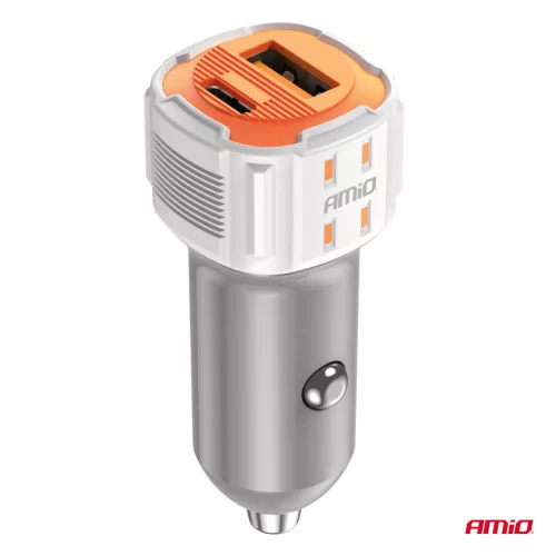 AMiO autós töltő USB-A + USB-C 38W 12/24V (03883)