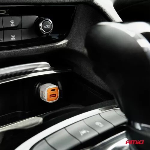 AMiO autós töltő USB-A + USB-C 38W 12/24V (03883)
