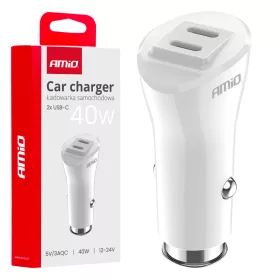AMiO autós töltő 2xUSB-C 40W 12/24V (03884)