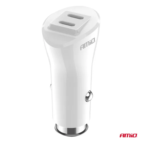 AMiO autós töltő 2xUSB-C 40W 12/24V (03884)