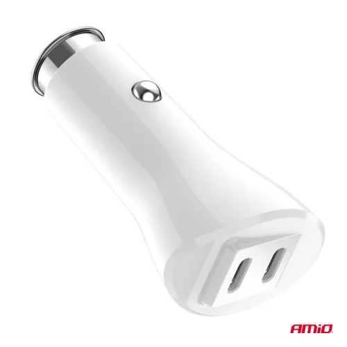 AMiO autós töltő 2xUSB-C 40W 12/24V (03884)