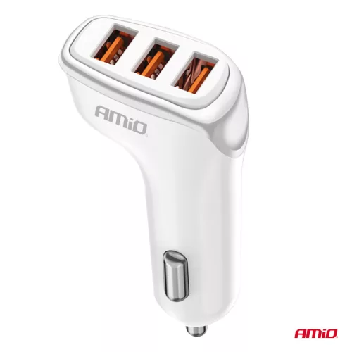 AMiO autós töltő 3x USB-A 3.1A 12/24V (03885)