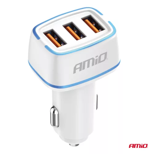 AMiO autós töltő 3x USB-A 30W 12/24V (03889)