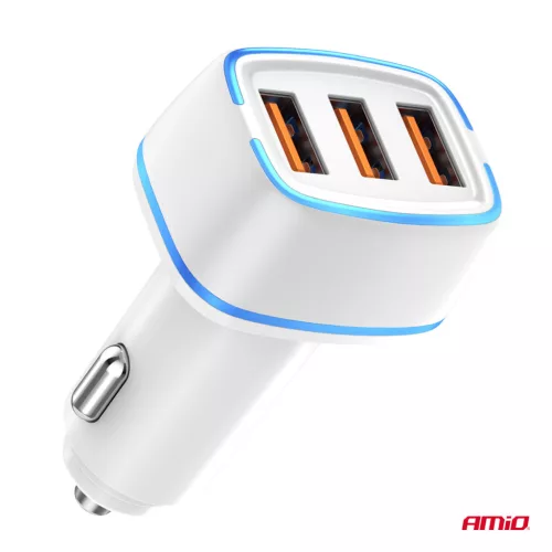 AMiO autós töltő 3x USB-A 30W 12/24V (03889)