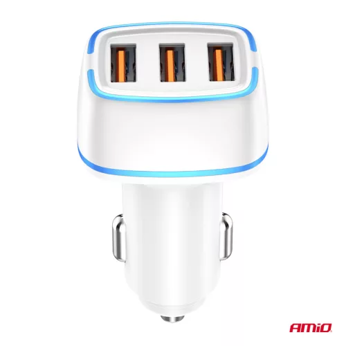 AMiO autós töltő 3x USB-A 30W 12/24V (03889)