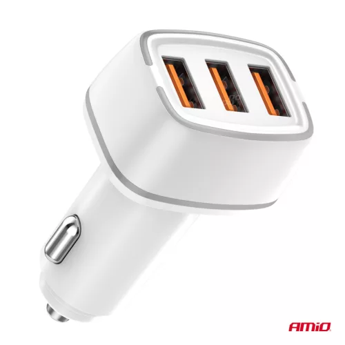 AMiO autós töltő 2x USB-A + USB-C 32W 12/24V (03890)