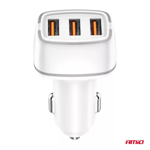 AMiO autós töltő 2x USB-A + USB-C 32W 12/24V (03890)